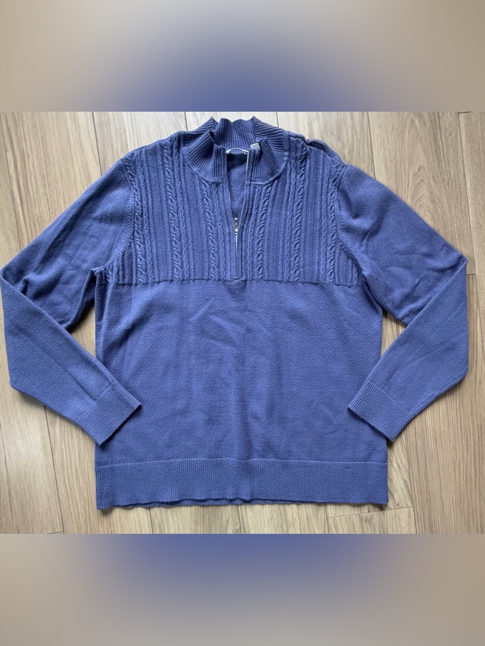 Lady Hagan 1/4 zip Cable Knit Upper Sweater Lt Purple XL Long Sleeve